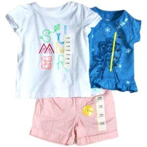 GIRL'S 2 Shirts & 1 Pr. Shorts ~ 12 mos. Frozen